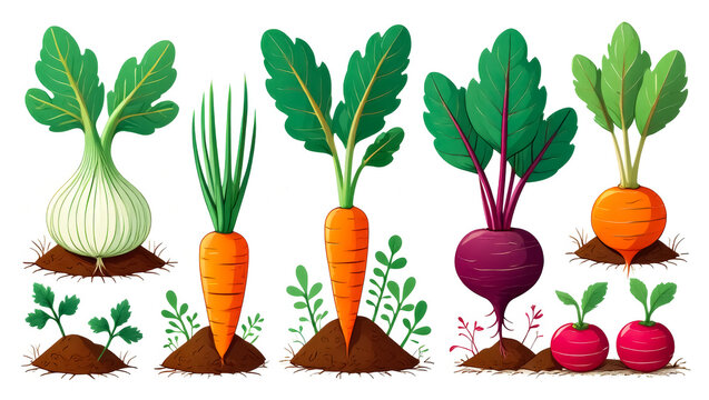 Collection of vegetables including carrots, radishes, and onions