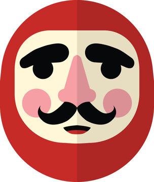 Red mustached doll face illustration