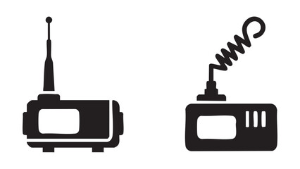 Fototapeta premium Black Portable Two Way Handheld Radio Transceiver Icons