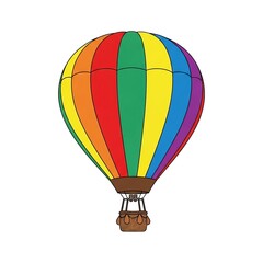Naklejka premium Colorful hot air balloon with rainbow stripes isolated on white background