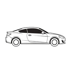 Naklejka premium Vector illustration of a modern coupe sports car in side view, sleek aerodynamic design with clean lines, minimalist automotive graphic for branding, automotive industry, or car enthusiast projects