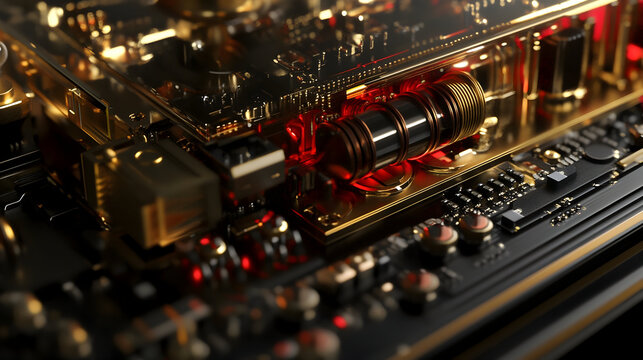 electronic components on a motherboard