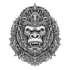 Obraz premium Detailed illustration of angry gorilla face.