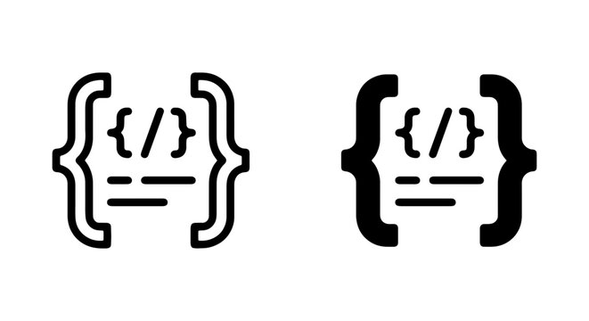 Code Brackets Icon Set, Programming Syntax Symbols, Curly Brace Syntax, Developer Tools