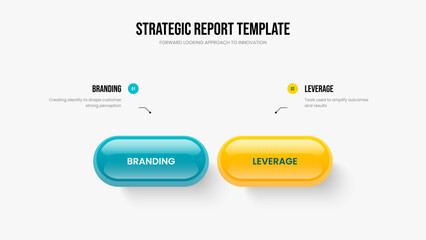 Obraz premium Investor Development 2 Element Infographic Slide Layout. Digital Briefing Two Step Diagram Presentation Template. Financial Strategy Slideshow Design Vector Illustration.