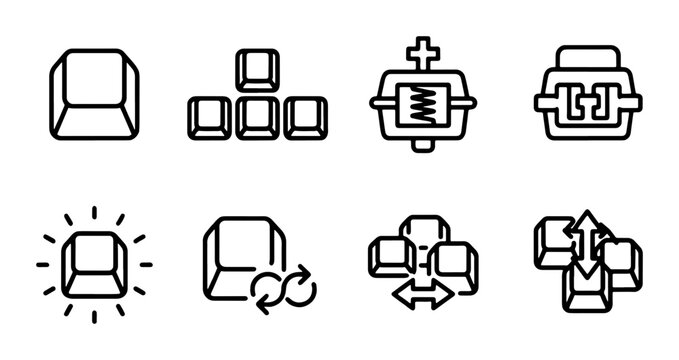 Computer Key Icons Set, Technology Buttons, Input Symbols, Digital Interface Elements