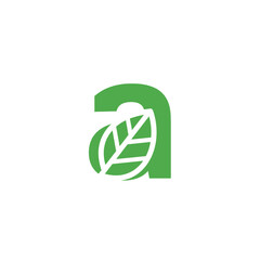 Obraz premium Green and white stylized lowercase letter 