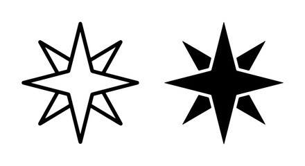 Obraz premium Compass star icon set, navigation symbol, north star, direction, location, vector graphic