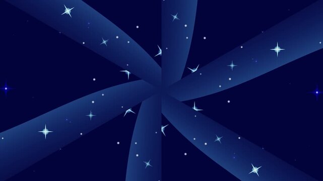 A stunning dark background scene with stars and shooting stars with kaleidoscope pattern, perfect for background animation or wallpaper graphics.