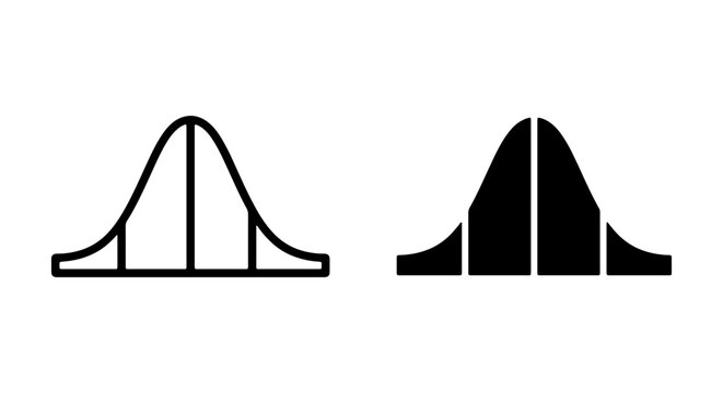 Normal Distribution Curve Icons, Bell Curve Statistics, Probability Graphs