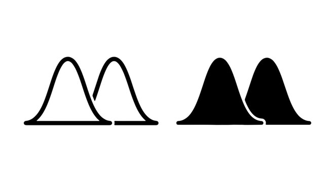 Statistical Distribution Icons, Probability Curve Symbols, Gaussian Bell Curve Graphics