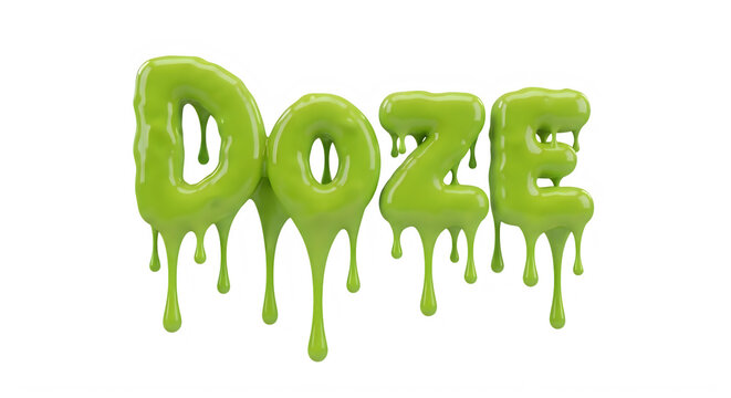 Happy halloween dripping slime text graphic 'doze' isolated on transparent background for spooky designs