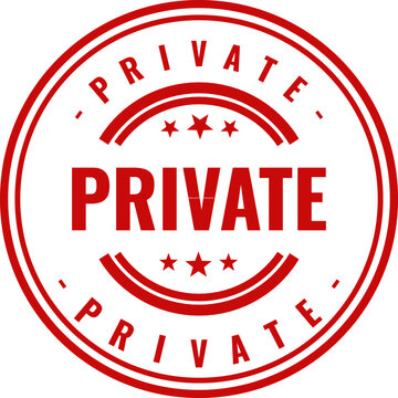 Red private stamp with stars confidential seal for documents and sensitive information