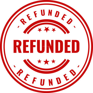 Refunded stamp with stars red circular approval seal for financial transactions