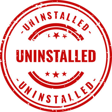 Uninstalled red round stamp software removal confirmation graphic