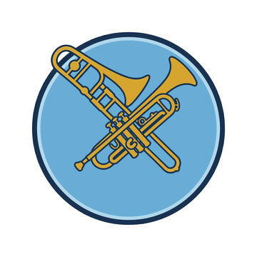 Brass Instruments Icon: Trombone and Trumpet