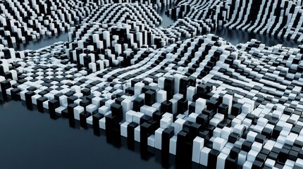 Fototapeta premium 黒白の棒グラフの山脈