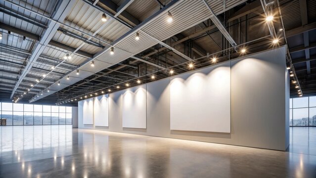 Blank exhibition wall in modern convention center