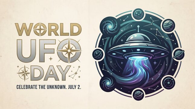 World UFO Day Celebration Background.