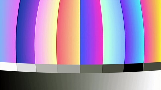 A vibrant technical display featuring color calibration bars and grayscale gradient for video signal analysis and adjustment