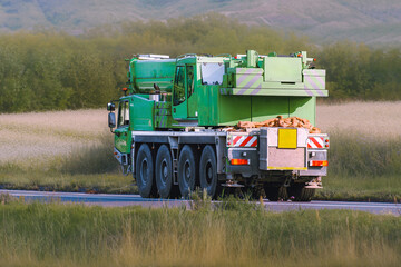 Fototapeta premium Mobile elevated work platform truck on countryside roadside