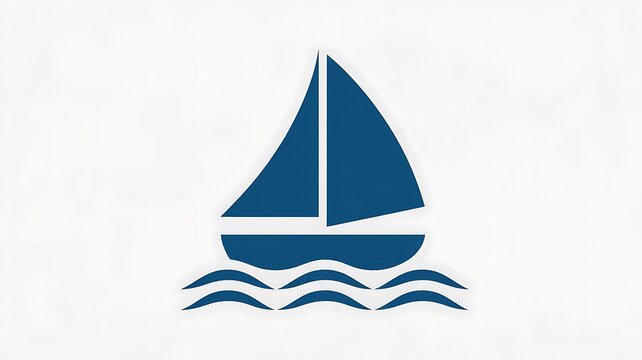 Sailboat icon, nautical symbol, blue graphic, sailing logo