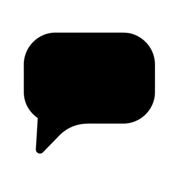 Black speech bubble, chat icon, vector comment box, dialogue symbol