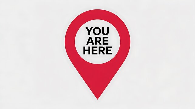 Red map pin icon, location marker symbol, navigation pointer, you are here sign