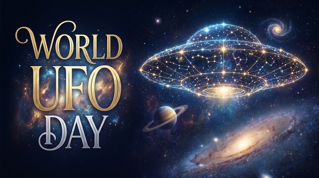 World UFO Day Space Galaxy Celebration.
