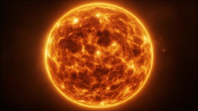 A close-up of the Sun&rsquo;s fiery surface with swirling plasma and glowing edges, symbolizing cosmic energy, heat, and the power of stellar fusion.