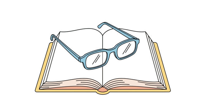 Glasses on open book pages.