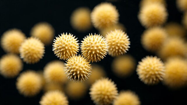Sunflower Pollen Grains Spiky Surface Macro &mdash; Botany Science Micro Detail