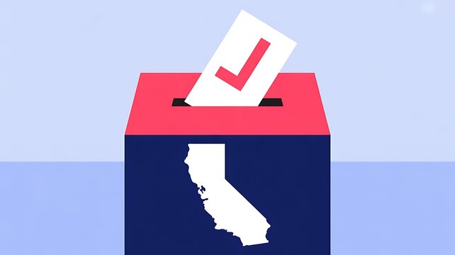 California voting box, ballot box with checkmark, California election, voting concept