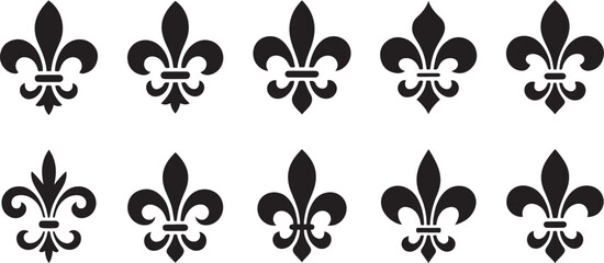 Fleur de lys icons set. Heraldic symbol .Silhouette vector illustration © Misho x Mamun