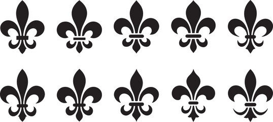 Fleur de lys icons set. Heraldic symbol .Silhouette vector illustration © Misho x Mamun