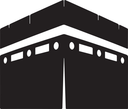 illustration of Kaaba key bah key BA is cube shaped building .Silhouette vector illustration