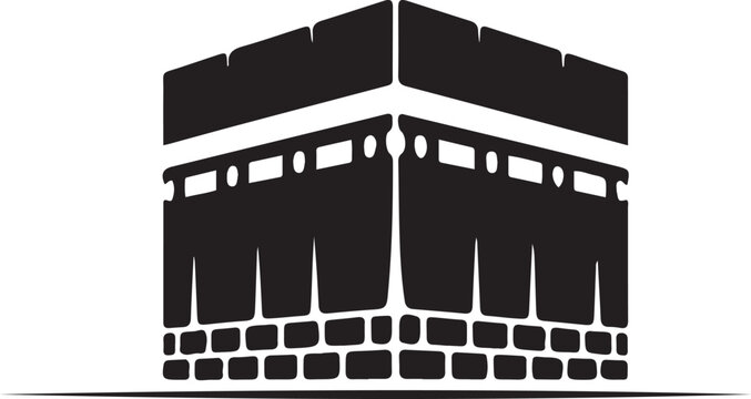 illustration of Kaaba key bah key BA is cube shaped building .Silhouette vector illustration