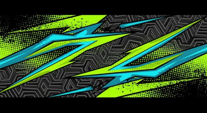 Green geometric streaks racing livery wrap design.