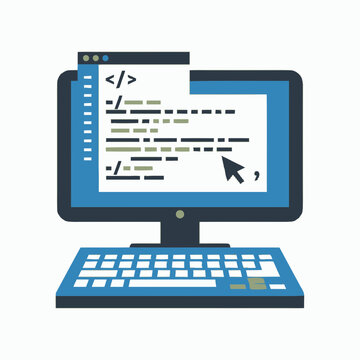 Computer screen with coding interface.