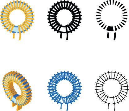 looks inductor electronic component color icon vector. inductor electronic component sign. isolated symbol illustration