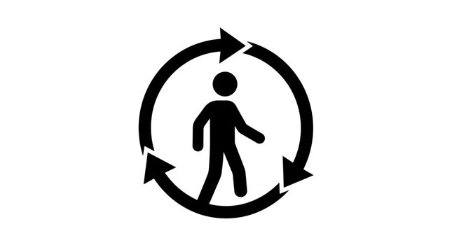 Triman Recycling Symbol Icon &ndash; Minimal Black and White Environmental Compliance Sign Vector