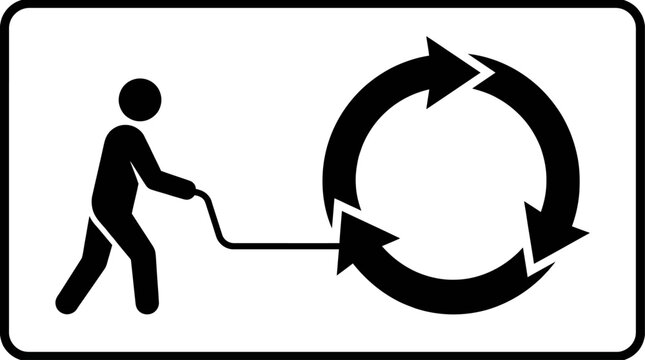 Triman Recycling Symbol Icon &ndash; Minimal Black and White Environmental Compliance Sign Vector
