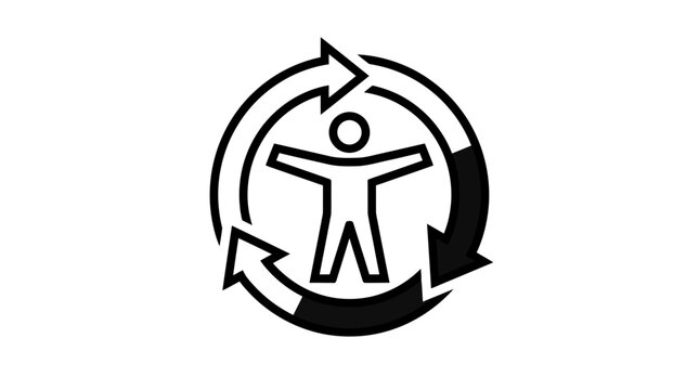 Triman Recycling Symbol Icon &ndash; Minimal Black and White Environmental Compliance Sign Vector