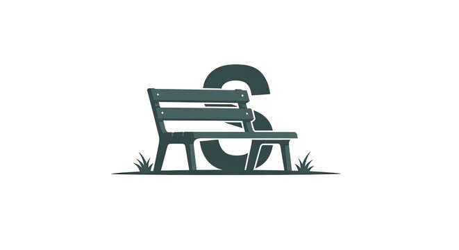 Park bench and letter S landscape logo design.