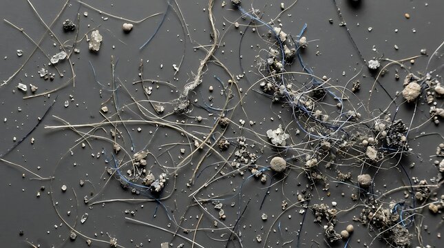 Microscopic Mold Fungi Growth On Dark Surface.