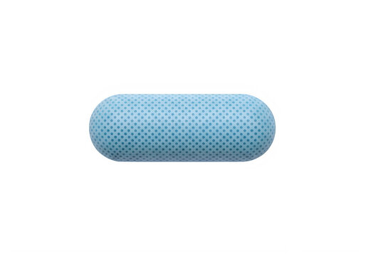 Blue capsule shaped object with small dots on transparent background transparent background
