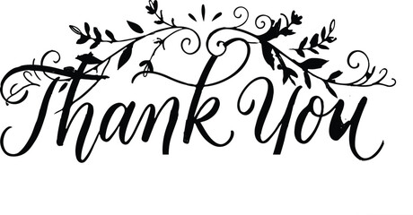 Elegant thank you graphical typography illustration with floral accents © MdJakir