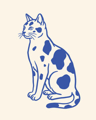 Blue spotted white cat sitting Vector © Jrdesign0