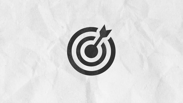 Stop Motion Paper Business Icons Background,Unfolding textured paper reveals target, contract, and money bag icons in stop motion style.