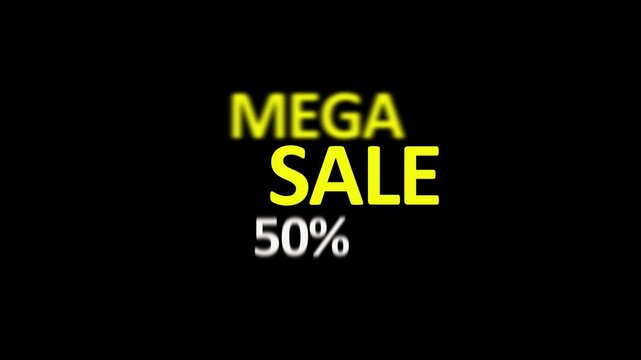 Dynamic motion graphic for mega sale announcement with up to sixty percent off discount. Perfect for retail ads, ecommerce banners, discount campaigns, social media promotions and marketing videos.
